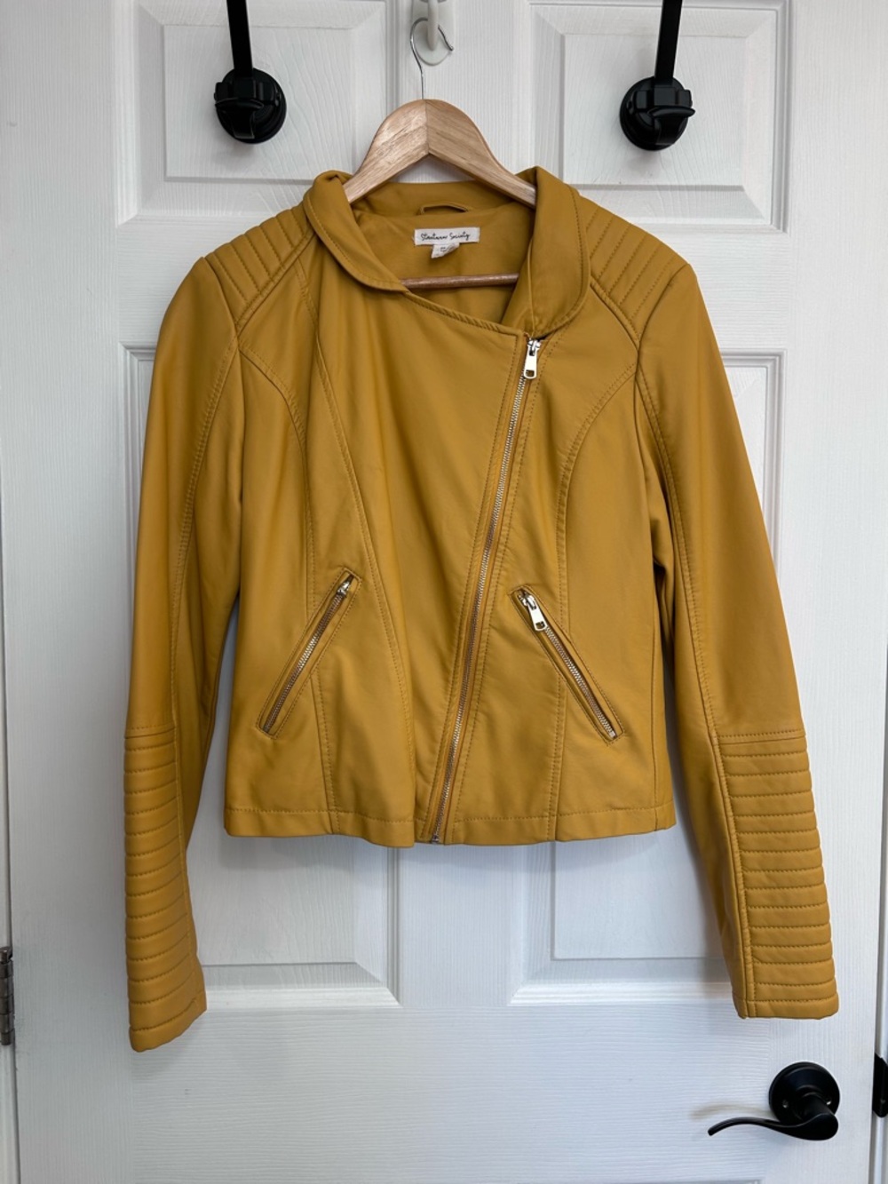 Streetwear Society Mustard Faux Leather Moto Jacket